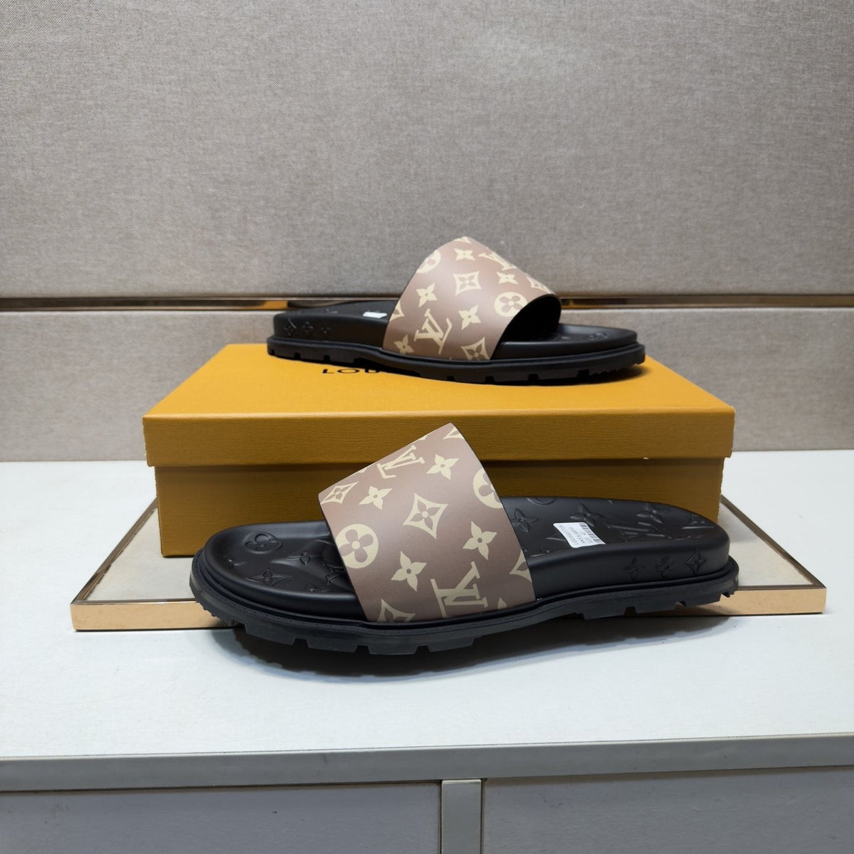 Louis Vuitton Pastel Multicolor Strap Slide Sandals — front