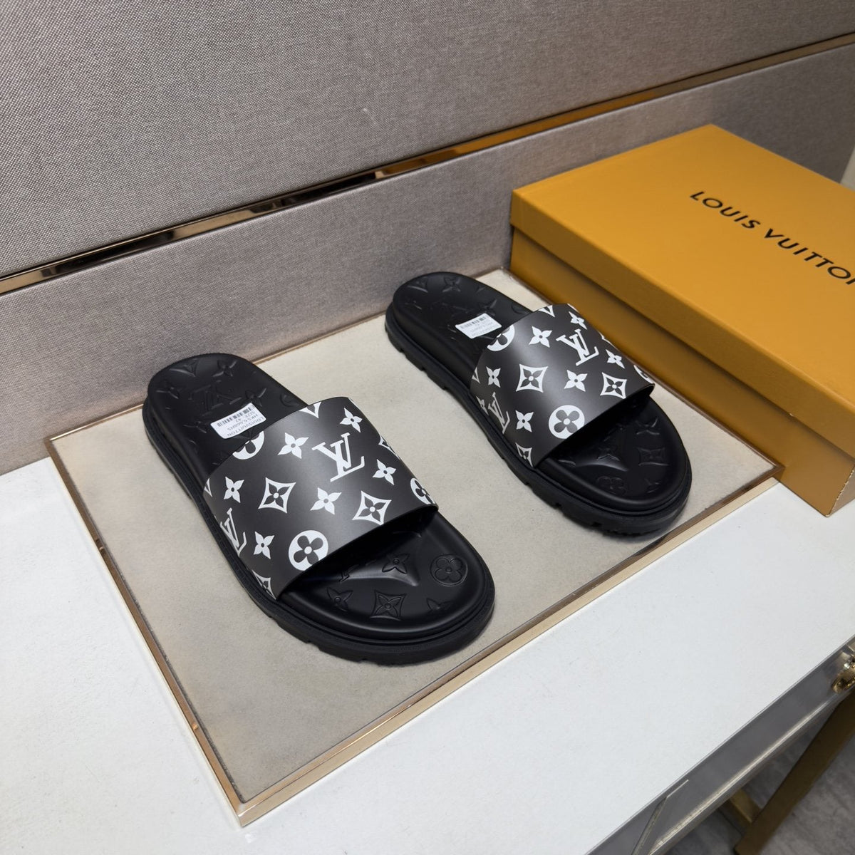 Louis Vuitton Pastel Multicolor Strap Slide Sandals — front