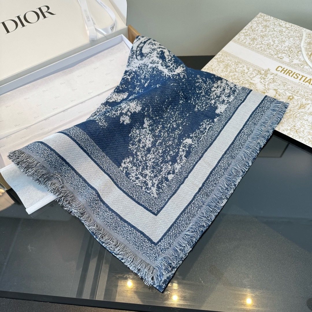 Dior Fringed Animal Print Square Scarf — back