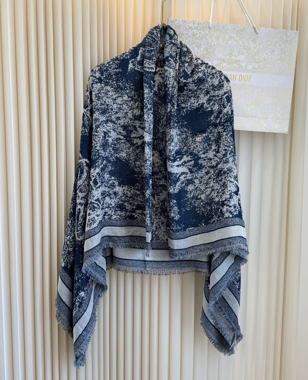 Dior Toile Print Fringe Square Scarf — hero