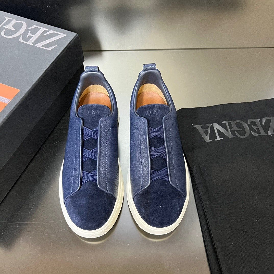 Zegna White Slip-On Sneakers — front