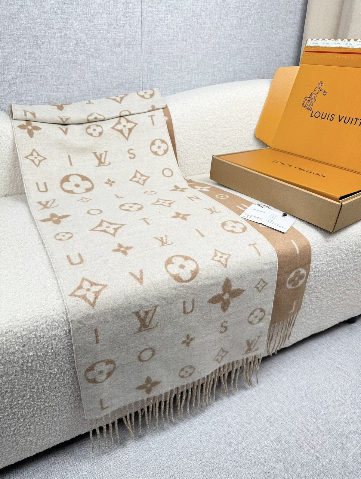 Louis Vuitton Reversible Monogram Fringed Scarf — front
