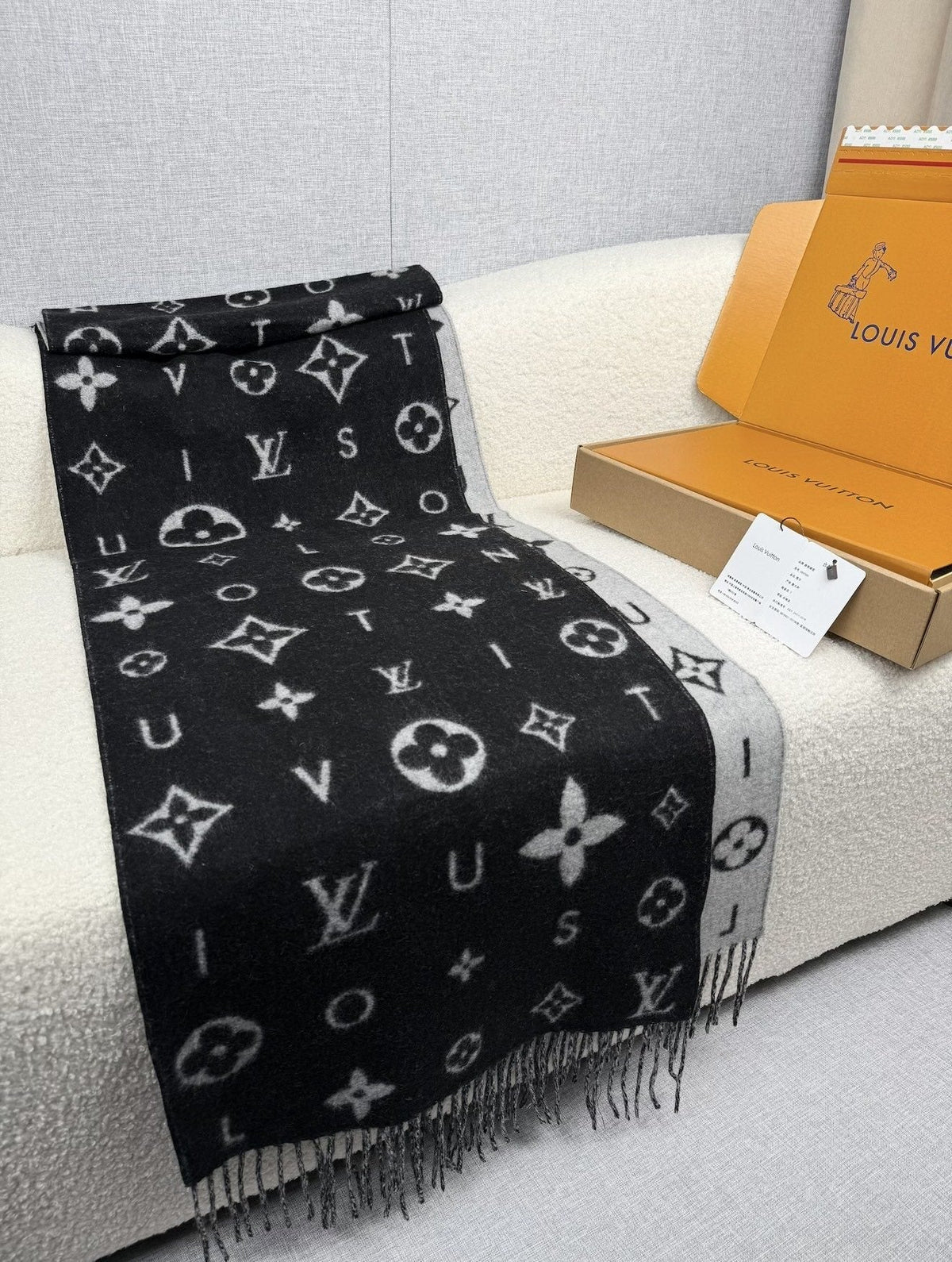Louis Vuitton Reversible Monogram Fringed Scarf — front