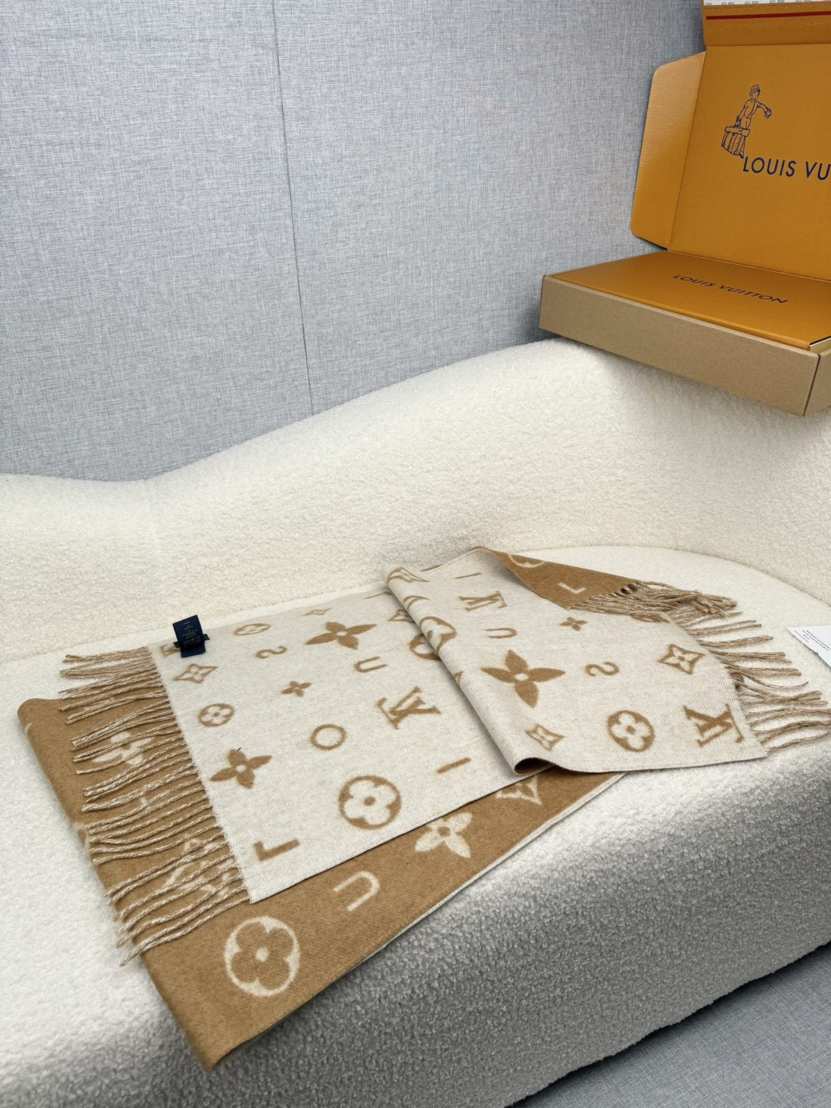 Louis Vuitton Reversible Monogram Fringed Scarf — front