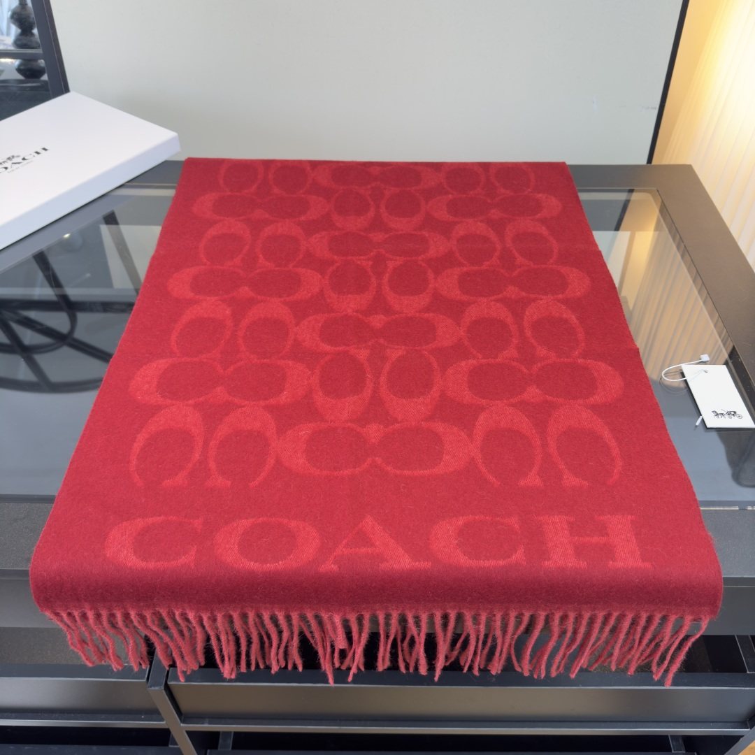 Coach Fringed Monogram Scarf — front