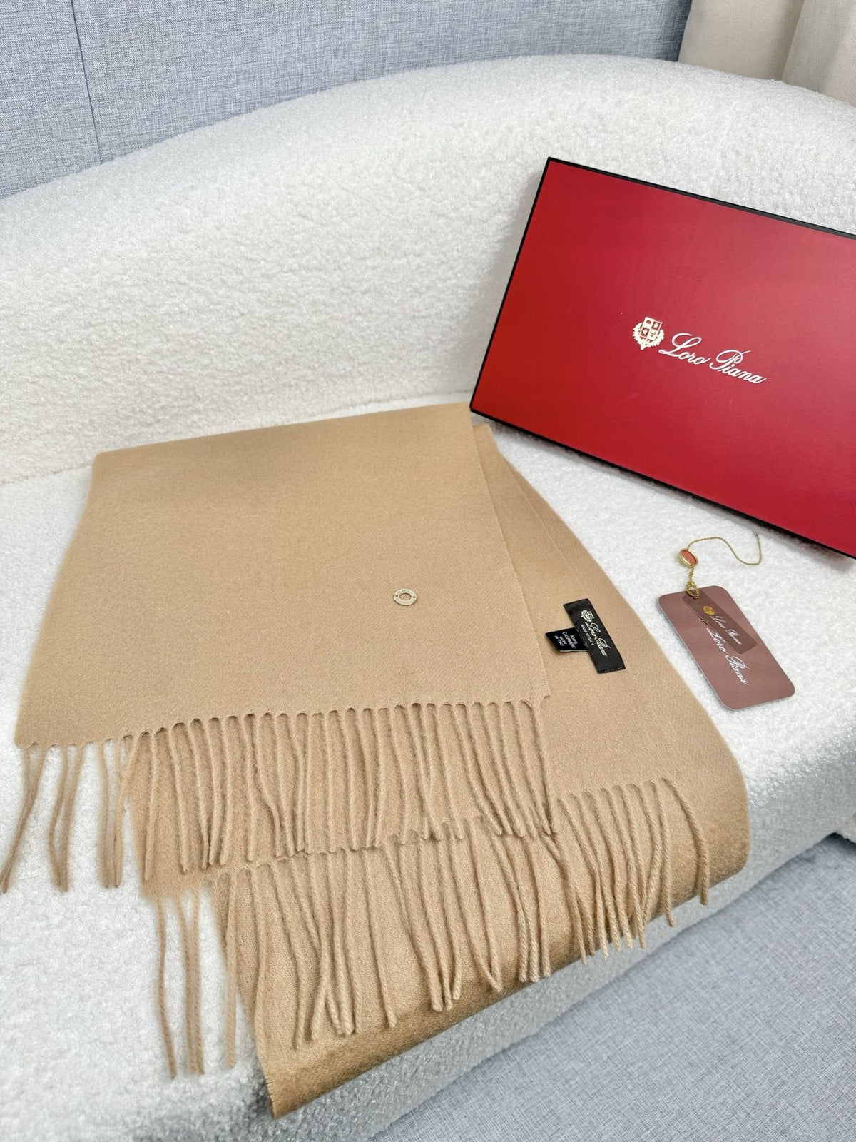 Loro Piana Fringed Cashmere Scarf — front
