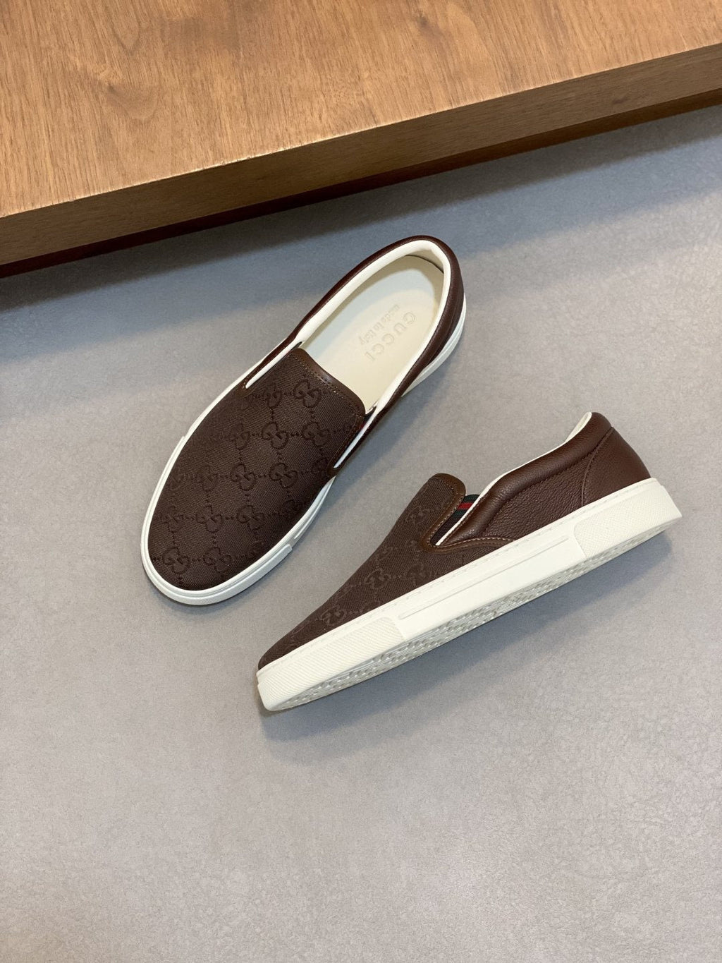 Gucci Patterned Slip-On Sneakers — front