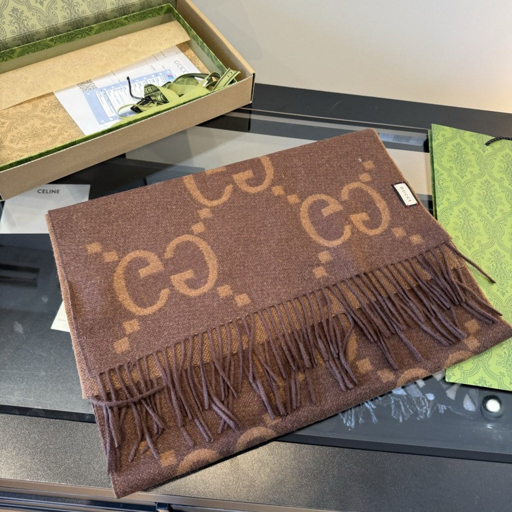 Gucci Reversible GG Fringed Scarf — front