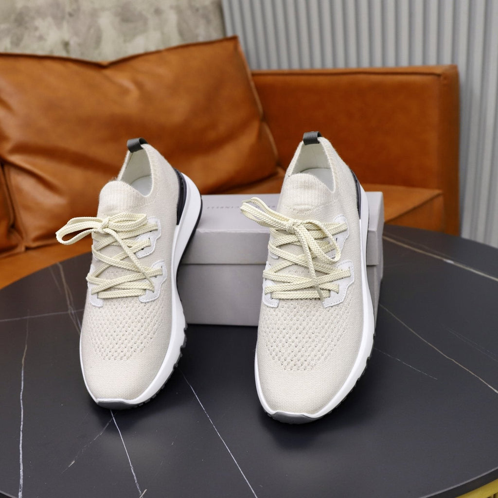 Brunello Cucinelli Dark Gray Knit Sneakers — front