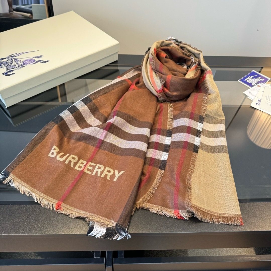 Burberry Charcoal Gray Plaid Scarf — front