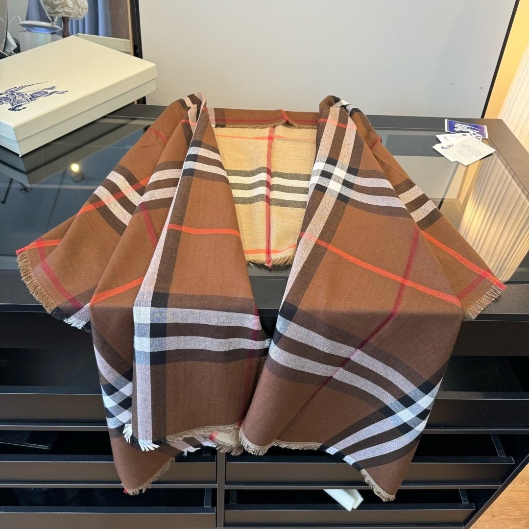 Burberry Charcoal Gray Plaid Scarf — side
