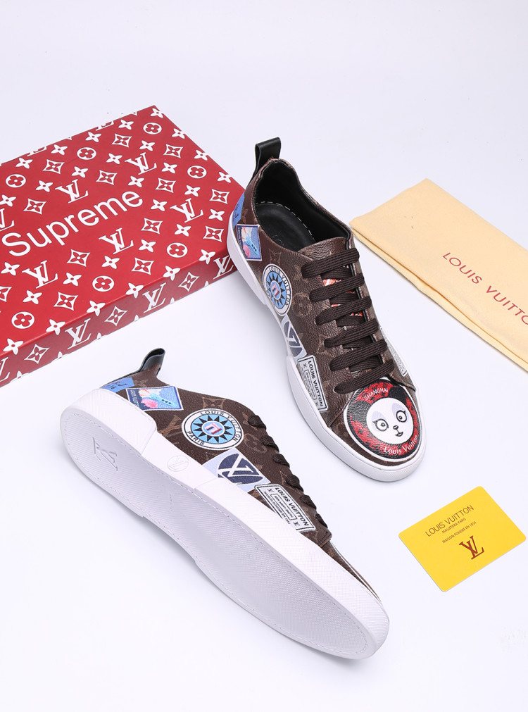 Louis Vuitton Black Graphic Low-Top Sneakers — side