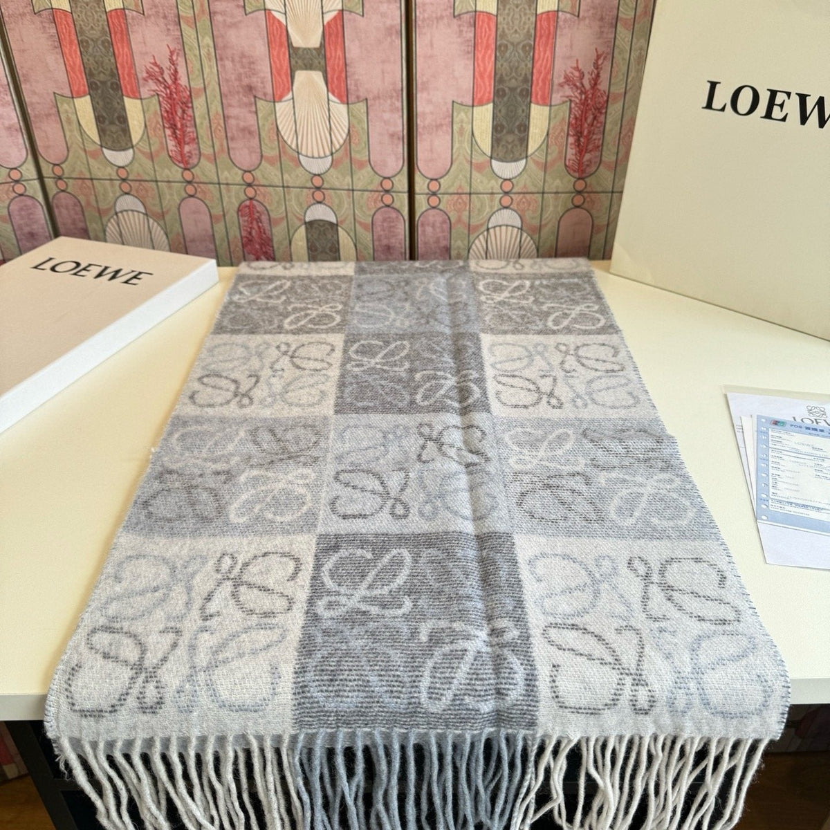 LOEWE Fringed Loop-Motif Scarf — front