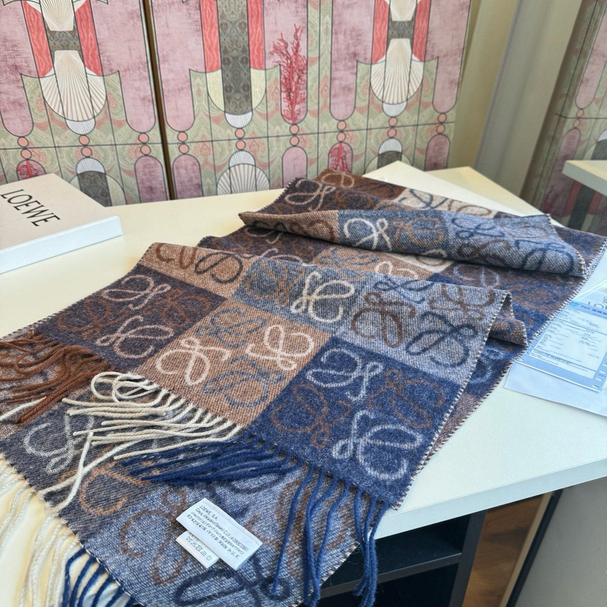 LOEWE Fringed Loop-Motif Scarf — front