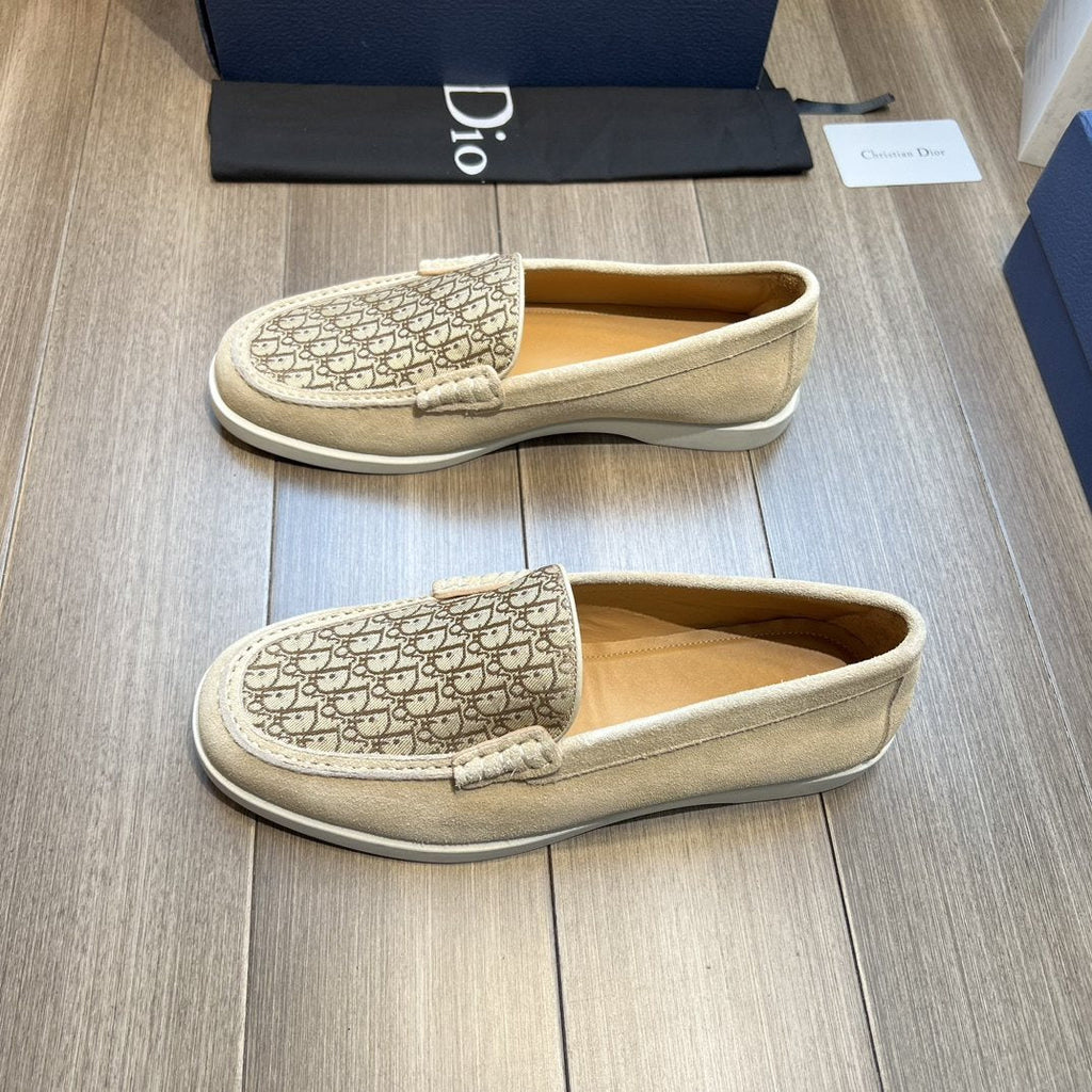 Dior Patterned Vamp Slip-On Shoes — front