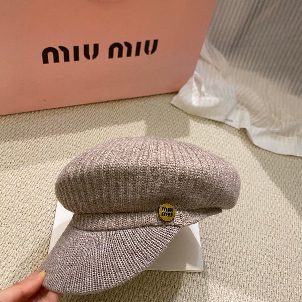 Miu Miu Knitted Baker Boy Cap