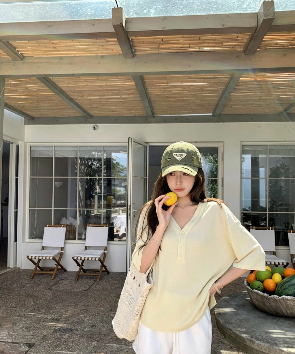 Prada Washed Distressed Triangle Logo Baseball Cap